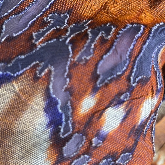 Ruby Rd. | Southwest Print Button Down Artsy Tab Sleeve Burnout Top | Size 12 P - Picture 4 of 11